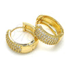 Argolla Huggie 02.210.0102.20 Oro Laminado, con Blanca Micro Pave, Pulido, Tono Dorado