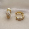 Argolla Huggie 02.210.0102.20 Oro Laminado, con Blanca Micro Pave, Pulido, Tono Dorado