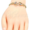Pulsera Elegante 03.210.0085.1.08 Oro Laminado, Diseño de Flor, con Multicolor Zirconia Cubica, Pulido, Tono Dorado (06 MM Thickness, 8 Inches Length)