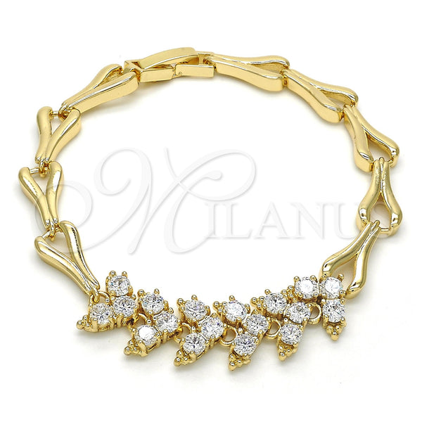 Pulsera Elegante 03.210.0083.07 Oro Laminado, con Blanca Zirconia Cubica, Pulido, Tono Dorado (07 MM Thickness, 7 Inches Length)