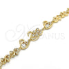 Pulsera Elegante 03.210.0088.08 Oro Laminado, Diseño de Cisne y Corazón, con Blanca Zirconia Cubica, Pulido, Tono Dorado (08 MM Thickness, 8 Inches Length)