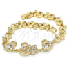 Pulsera Elegante 03.210.0088.08 Oro Laminado, Diseño de Cisne y Corazón, con Blanca Zirconia Cubica, Pulido, Tono Dorado (08 MM Thickness, 8 Inches Length)