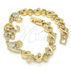 Pulsera Elegante 03.210.0088.08 Oro Laminado, Diseño de Cisne y Corazón, con Blanca Zirconia Cubica, Pulido, Tono Dorado (08 MM Thickness, 8 Inches Length)