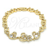 Pulsera Elegante 03.210.0088.08 Oro Laminado, Diseño de Cisne y Corazón, con Blanca Zirconia Cubica, Pulido, Tono Dorado (08 MM Thickness, 8 Inches Length)