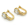 Argolla Huggie 02.304.0006.10 Oro Laminado, con Blanca Zirconia Cubica and Blanca Cristal, Pulido, Tono Dorado
