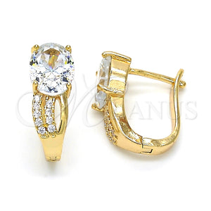Argolla Huggie 02.304.0006.10 Oro Laminado, con Blanca Zirconia Cubica and Blanca Cristal, Pulido, Tono Dorado