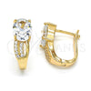 Argolla Huggie 02.304.0006.10 Oro Laminado, con Blanca Zirconia Cubica and Blanca Cristal, Pulido, Tono Dorado