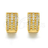 Argolla Huggie 02.304.0009.15 Oro Laminado, con Blanca Micro Pave, Pulido, Tono Dorado