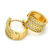 Argolla Huggie 02.304.0009.15 Oro Laminado, con Blanca Micro Pave, Pulido, Tono Dorado