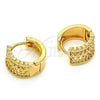 Argolla Huggie 02.304.0009.15 Oro Laminado, con Blanca Micro Pave, Pulido, Tono Dorado