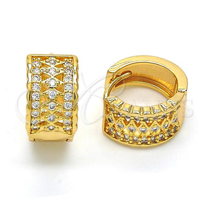 Argolla Huggie 02.304.0009.15 Oro Laminado, con Blanca Micro Pave, Pulido, Tono Dorado