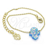 Pulsera Elegante 03.99.0001.07 Oro Laminado, Diseño de Mano de Dios, con Topacio Azul Opal, Pulido, Tono Dorado (01 MM Thickness, 7 Inches Length)