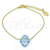Pulsera Elegante 03.99.0001.07 Oro Laminado, Diseño de Mano de Dios, con Topacio Azul Opal, Pulido, Tono Dorado (01 MM Thickness, 7 Inches Length)