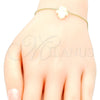 Pulsera Elegante 03.99.0001.1.07 Oro Laminado, Diseño de Judaica y Mano de Dios, con Opal Blanca, Pulido, Tono Dorado (Grosor 01 MM, 7 Pulgadas de Largo)