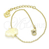Pulsera Elegante 03.99.0001.1.07 Oro Laminado, Diseño de Judaica y Mano de Dios, con Opal Blanca, Pulido, Tono Dorado (Grosor 01 MM, 7 Pulgadas de Largo)