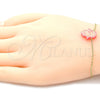 Pulsera Elegante 03.99.0001.2.07 Oro Laminado, Diseño de Mano de Dios, con Rosado Opal, Pulido, Tono Dorado (01 MM Thickness, 7 Inches Length)