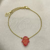 Pulsera Elegante 03.99.0001.2.07 Oro Laminado, Diseño de Mano de Dios, con Rosado Opal, Pulido, Tono Dorado (01 MM Thickness, 7 Inches Length)
