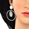 Arete Largo 02.268.0071.1 Oro Laminado, con Gris Madre Perla, Pulido, Tono Dorado