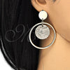 Arete Largo 02.268.0071.1 Oro Laminado, con Gris Madre Perla, Pulido, Tono Dorado