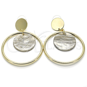 Arete Largo 02.268.0071.1 Oro Laminado, con Gris Madre Perla, Pulido, Tono Dorado