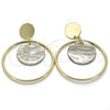 Arete Largo 02.268.0071.1 Oro Laminado, con Gris Madre Perla, Pulido, Tono Dorado