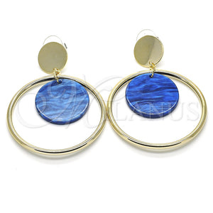 Arete Largo 02.268.0071.2 Oro Laminado, con Capri Blue Opal, Pulido, Tono Dorado