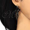 Arete Largo 02.268.0075.1 Oro Laminado, Resinado Negro, Tono Dorado
