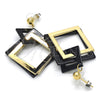Arete Largo 02.268.0075.1 Oro Laminado, Resinado Negro, Tono Dorado
