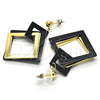 Arete Largo 02.268.0075.1 Oro Laminado, Resinado Negro, Tono Dorado