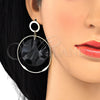 Arete Largo 02.268.0076.1 Oro Laminado, Resinado Negro, Tono Dorado