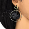 Arete Largo 02.268.0076.1 Oro Laminado, Resinado Negro, Tono Dorado
