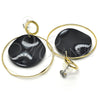 Arete Largo 02.268.0076.1 Oro Laminado, Resinado Negro, Tono Dorado