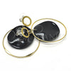 Arete Largo 02.268.0076.1 Oro Laminado, Resinado Negro, Tono Dorado