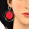 Arete Largo 02.268.0076.2 Oro Laminado, Resinado Rojo, Tono Dorado