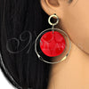 Arete Largo 02.268.0076.2 Oro Laminado, Resinado Rojo, Tono Dorado