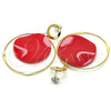 Arete Largo 02.268.0076.2 Oro Laminado, Resinado Rojo, Tono Dorado