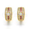 Argolla Huggie 02.267.0063.15 Oro Laminado, con Rubi and Blanca Zirconia Cubica, Pulido, Tono Dorado