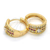 Argolla Huggie 02.267.0063.15 Oro Laminado, con Rubi and Blanca Zirconia Cubica, Pulido, Tono Dorado