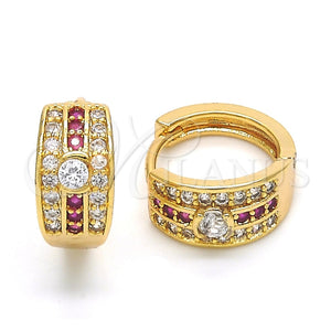 Argolla Huggie 02.267.0063.15 Oro Laminado, con Rubi and Blanca Zirconia Cubica, Pulido, Tono Dorado