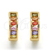 Argolla Huggie 02.267.0064.15 Oro Laminado, con Multicolor Zirconia Cubica, Pulido, Tono Dorado