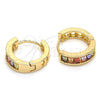 Argolla Huggie 02.267.0064.15 Oro Laminado, con Multicolor Zirconia Cubica, Pulido, Tono Dorado