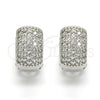 Argolla Huggie 02.267.0069.15 Rodio Laminado, con Zirconia Cubica Blanca, Pulido, Rodinado