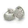 Argolla Huggie 02.267.0069.15 Rodio Laminado, con Zirconia Cubica Blanca, Pulido, Rodinado