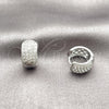 Argolla Huggie 02.267.0069.15 Rodio Laminado, con Zirconia Cubica Blanca, Pulido, Rodinado