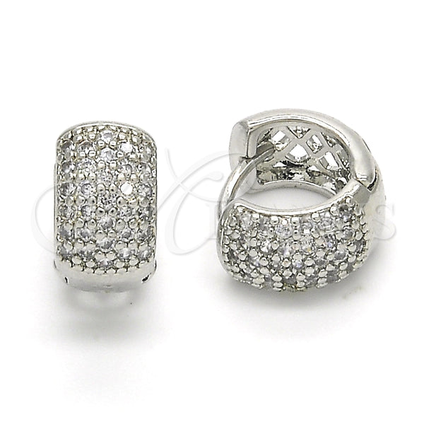 Argolla Huggie 02.267.0069.15 Rodio Laminado, con Zirconia Cubica Blanca, Pulido, Rodinado