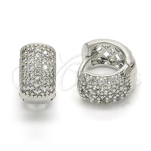 Argolla Huggie 02.267.0069.15 Rodio Laminado, con Zirconia Cubica Blanca, Pulido, Rodinado