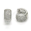 Argolla Huggie 02.267.0069.15 Rodio Laminado, con Zirconia Cubica Blanca, Pulido, Rodinado