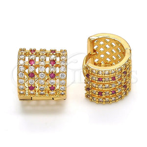 Argolla Huggie 02.267.0070.15 Oro Laminado, con Rubi and Blanca Zirconia Cubica, Pulido, Tono Dorado