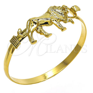 Aro Individual 07.185.0004.1.04 Oro Laminado, Diseño de Leon, Pulido, Tono Dorado (05 MM Thickness, Size 4 (2.25 Diameter))