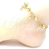 Tobillera de Dije 03.179.0053.10 Oro Laminado, Diseño de Delfín, con Blanca Cristal, Mate, Tono Dorado (10 MM Thickness, 10 Inches Length)